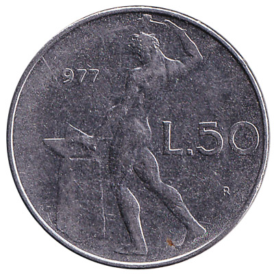 L.50 italian coin value 1977